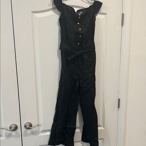 NWT FREE PEOPLE Black Button-Front linen Jumpsuit